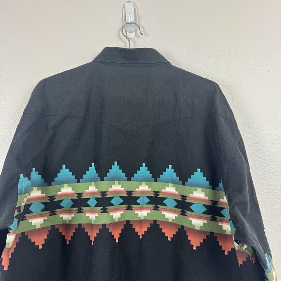 Vintage 90s Wrangler Brushpopper Southwestern Aztec Snap Front Western Shirt XXL - Picture 8 of 16